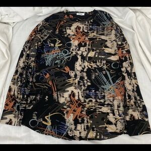 YININF Mens Large Hipster Hip Hop All Over Graphic Longline T-Shirt